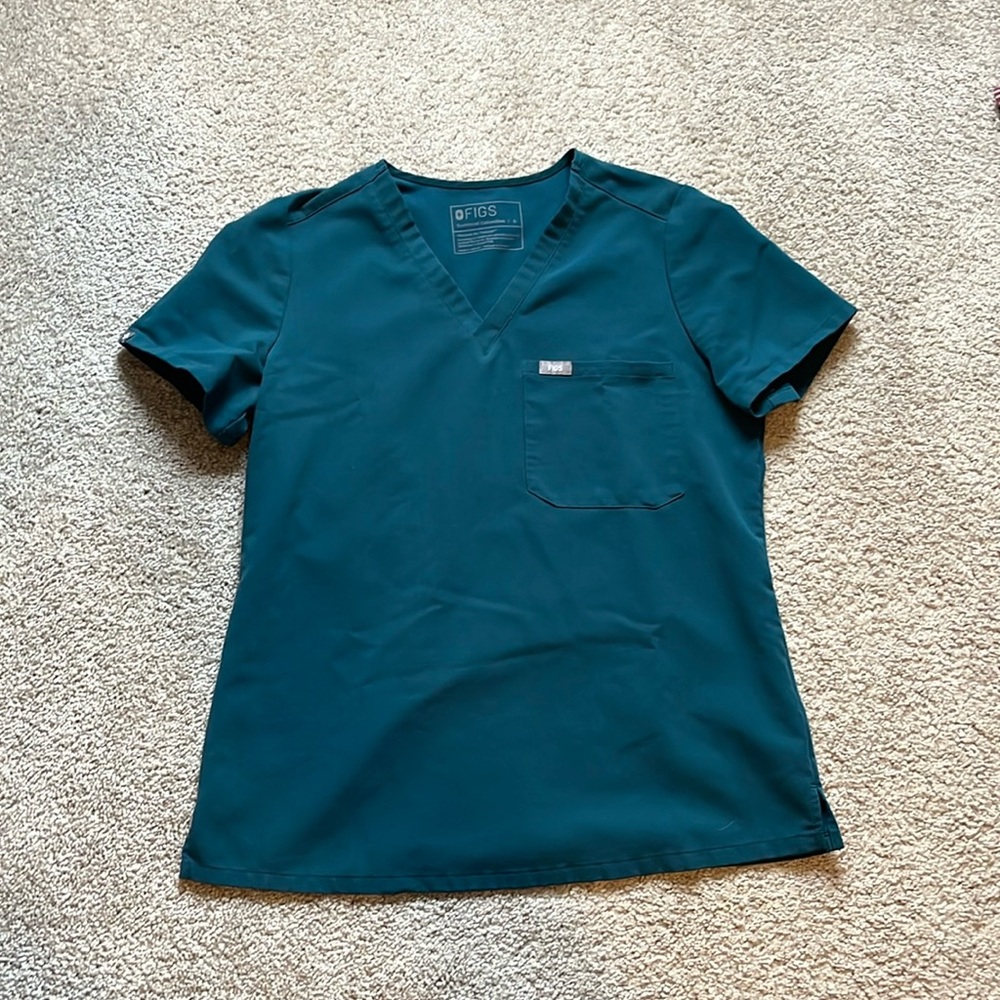 Figs Small Caribbean Blue Catarina Scrub Top